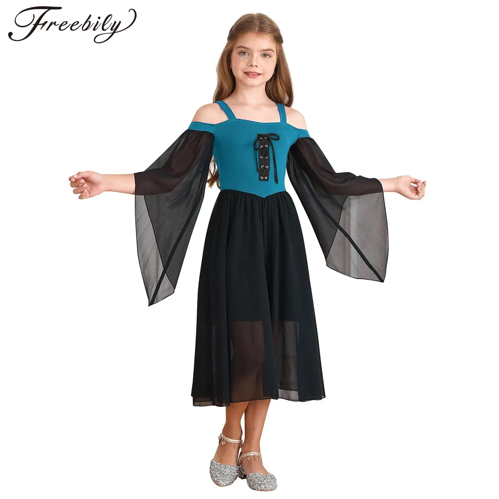 

Girl Cosplay Princess Costume Girls Vintage Dresses Gothic Medieval Renaissance Fancy Dress Up For Halloween Party Robe Gown
