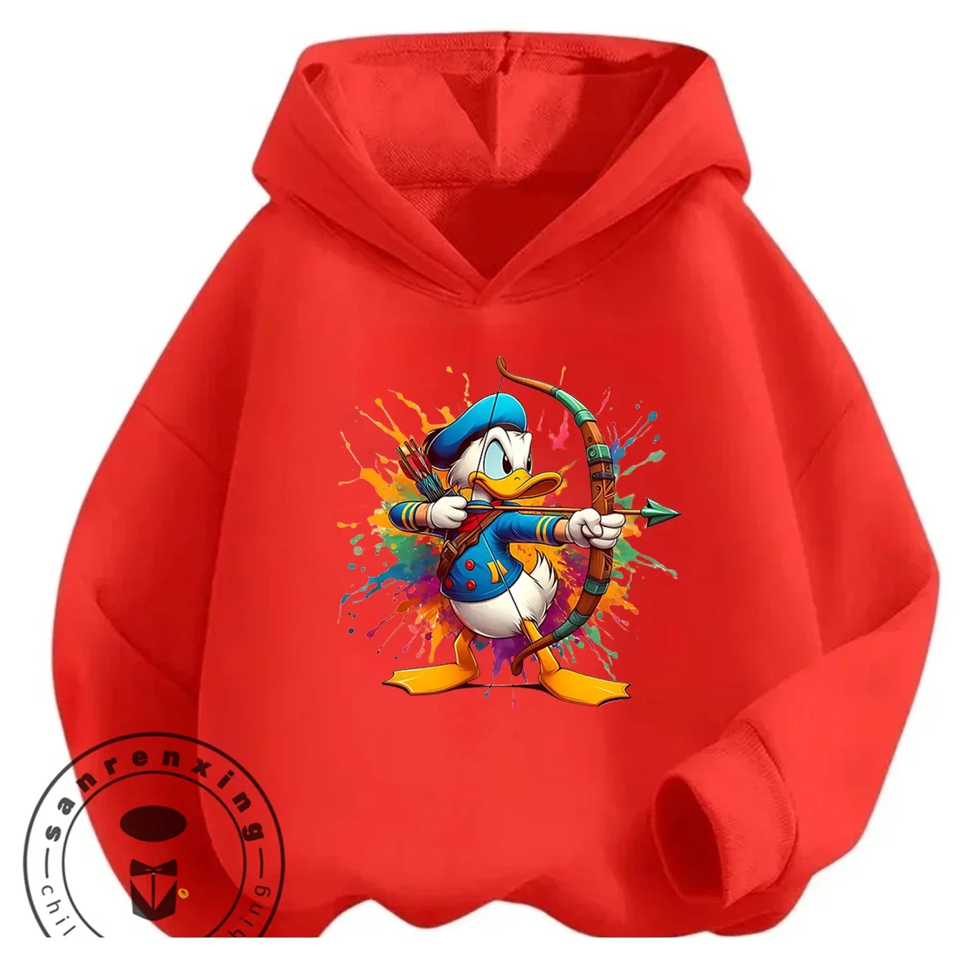 

Cute Fashion Donald Duck Hoodie 3-14Y Boys Girls Autumn Winter Kawaii Street Hot Cartoon Outdoor Casual Children
