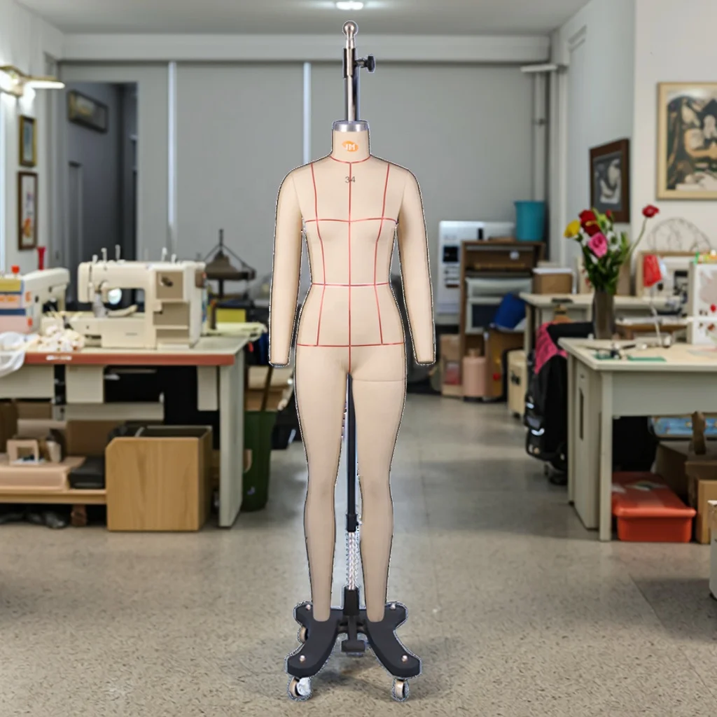 White Fiberglass Female Full-Body Headless Mannequin Standing Pose Tailor Use Women's Dress Form Canvas Covered High-end