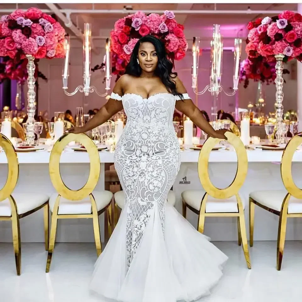 Suknie ślubne typu trąbka z koronką syrenką, z aplikacjami, z odkrytymi ramionami, plażowe, plus size, z możliwością personalizacji.