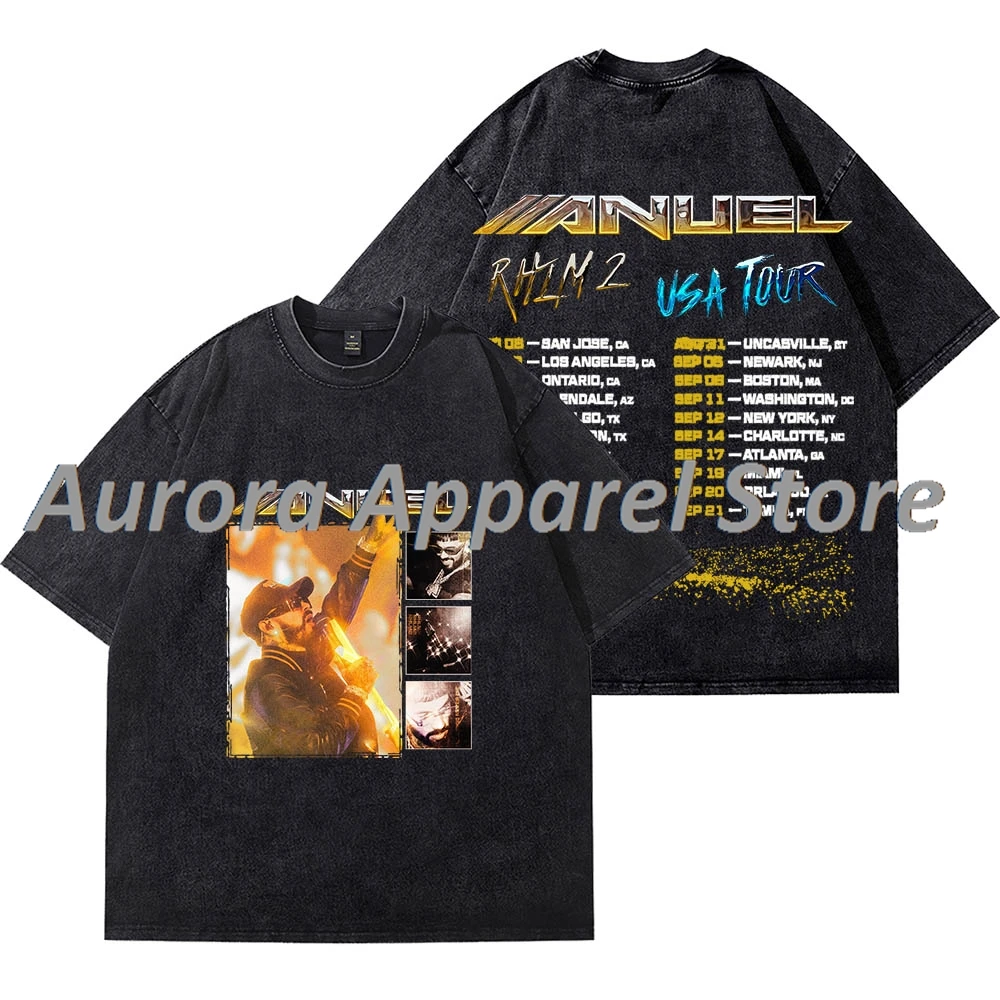 

Anuel AA Real Hasta la Muerte 2 Tour Vintage Wash T-Shirts Cosplay Women Men Cotton Short Sleeve Tee