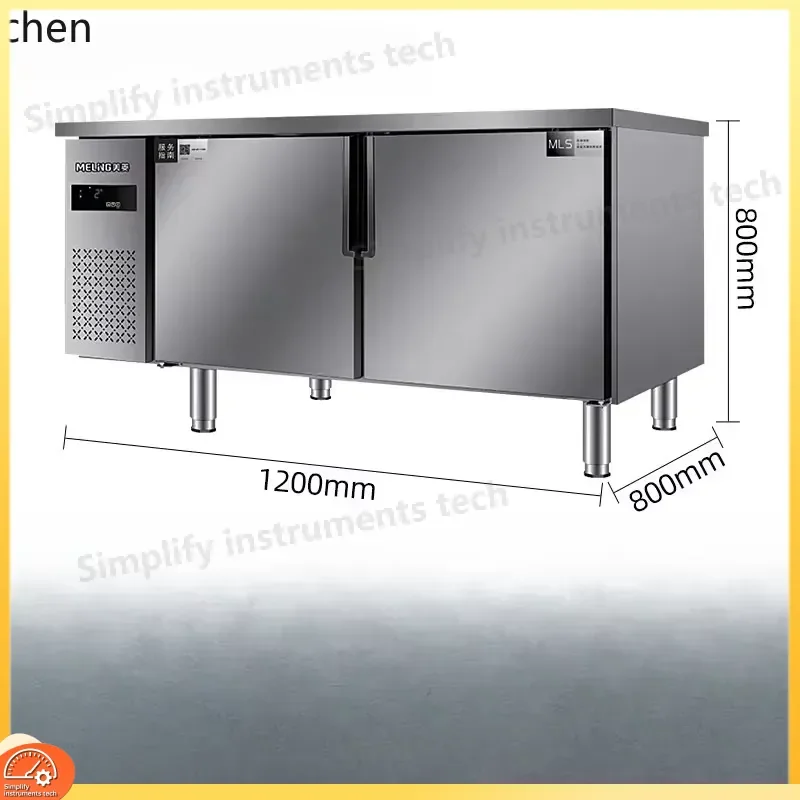 Commercial Console Freezer Refrigerated Workbench Stainless Steel Frozen Food Display Counter All Copper Tube Fresh Keeping