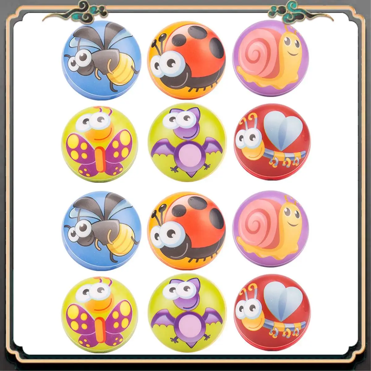 ASMA-12 Pcs 6.3Cm Cartoon Insect Foam Ball Relief Hand Wrist Exercise Balls For Children Adult