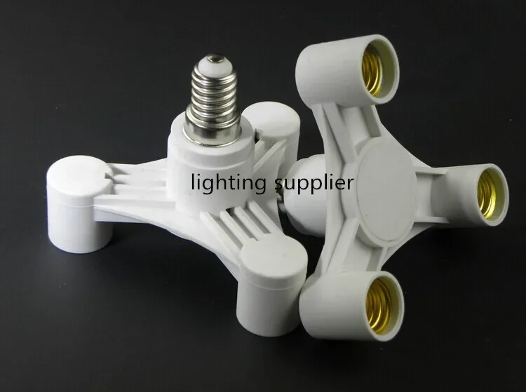 2pcs E27 to 3 E14 pendant lamp base ceiling light bulb splitter holder converter socket adapter, 3 E14 in 1 E27 free ship