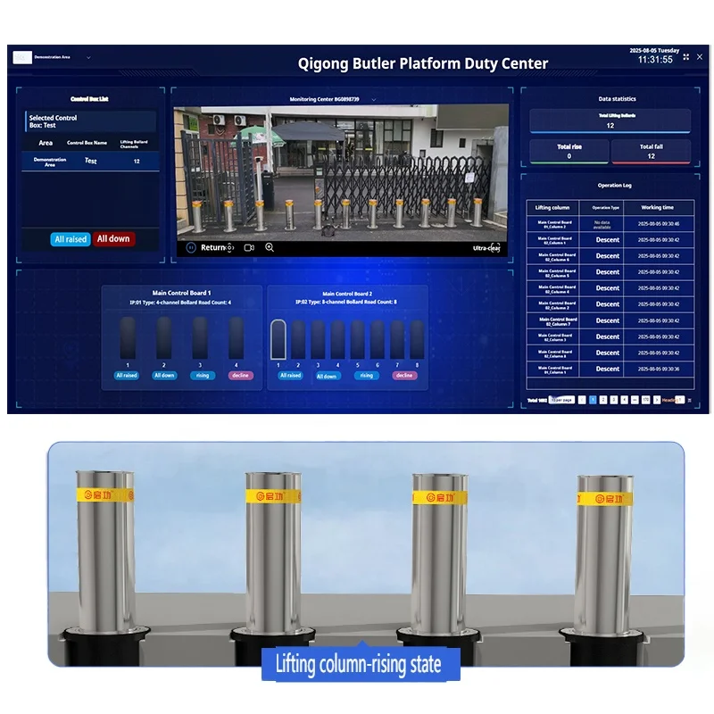 

Гидравлический столб Qigong 870 мм, автоматическая система столбиков из нержавеющей стали, подъемная подъемная стойка, ограждение, барьер