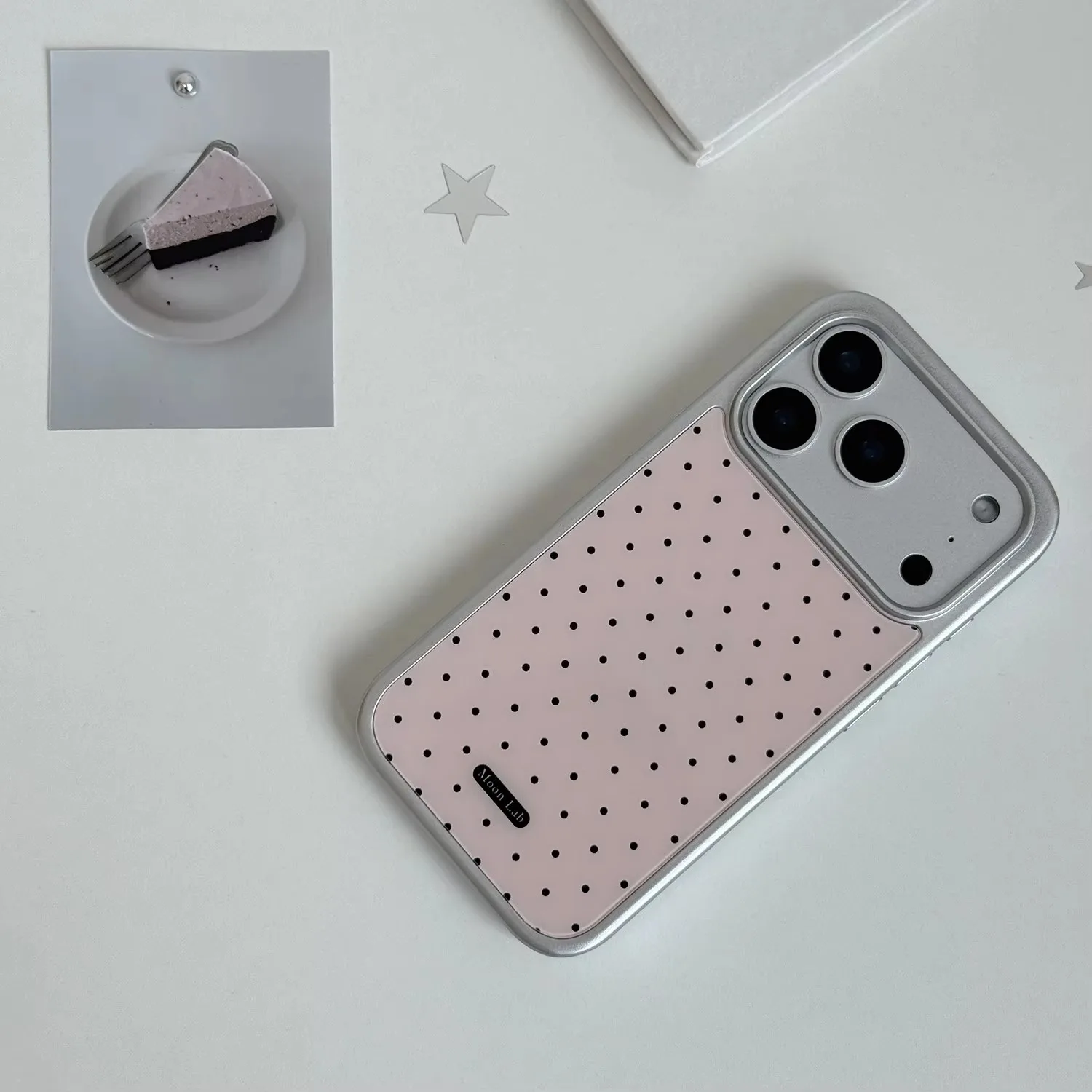 Korean Ins Pink Polka Dot Phone Case For iPhone Ultra 18 17 Air 16 15 14 13 12 11 Pro Max Plus Y2K Silver Frame Advanced Cover