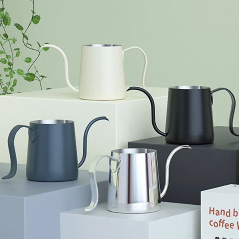 250ml Goose-Neck Kettle Premium Texture 304 Stainless Steel Coffee Pot Manual Long Narrow Spout Brewer for Coffee And Tea