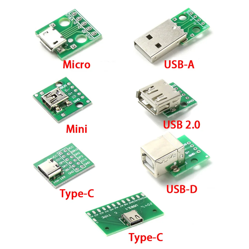 1PC MICRO Mini Type A USB D to DIP Adapter 5pin female connector B type pcb converter pinboard 2.54mm