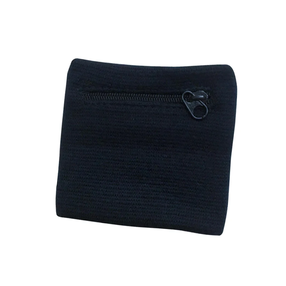 

Wrist Wallet Zipper Purse Black Comfortable Polyester Cotton Running Training Gym Cycling Yoga Tennis Protector Guard