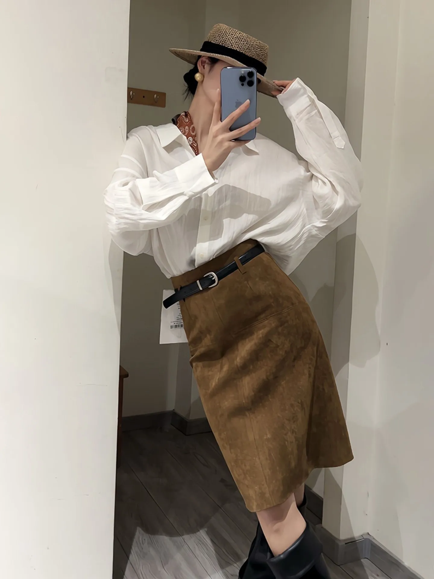 

Винтажный комплект юбки и топа Ele: женский, с завышенной талией, стройнящий, весенний, новый, из двух предметов, для офиса, однотонный