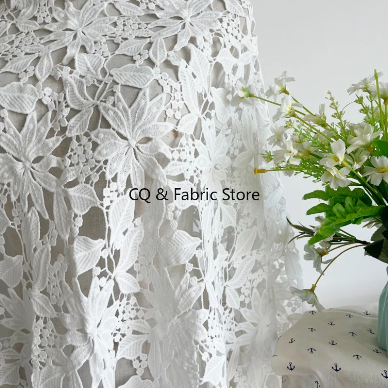 Bianco solubile in acqua tessuto di pizzo a foglia cava abbigliamento gonna abbigliamento designer accessori per cucire tessuti fai da te