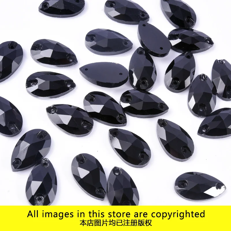 OLxay سلسلة سوداء زجاج حجر الراين المسطح خياطة على أحجار الراين الخياطة الماس DIY بها بنفسك زينة الملابس الحرفية