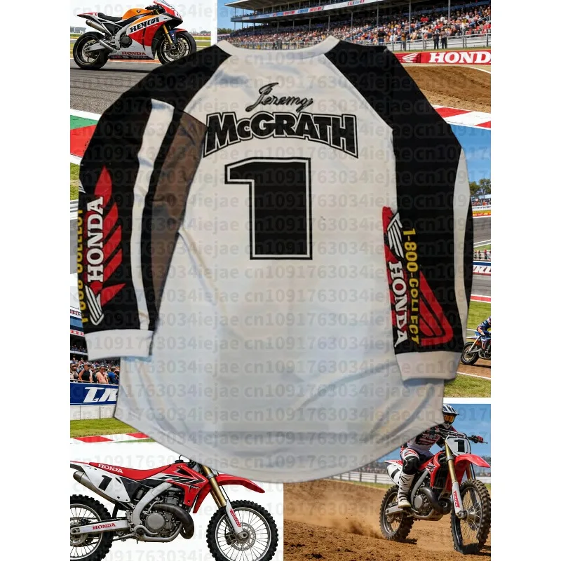 

Honda Jersey Motocross Vintage #1 MCGRATH Racing Products Long Sleeve Breathable Quick Dry Motorcycle Shirt Comfortable Jersery