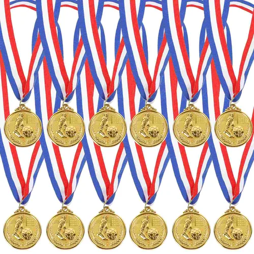 Medalla de oro de 12 Uds., premio de fútbol, trofeo de Metal para estudiantes, recuerdo, juego deportivo, recompensa de aleación de Zinc, medallas de fútbol deportivas para equipo