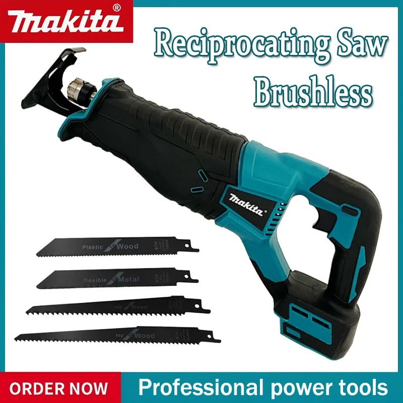 ماكيتا منشار ترددي بدون فرش منشار ترددي أدوات كهربائية لاسلكية محمولة مع شفرات منشار لبطارية 20 فولت 18 فولت