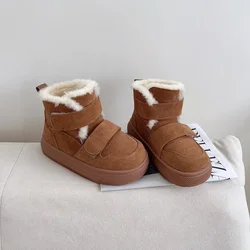 2023 Winter New Girls Snow Boots Genuine Leather Tassels Warm Plush Kids Warm Cotton Boots Non-slip Fashion Children Boots 26-37