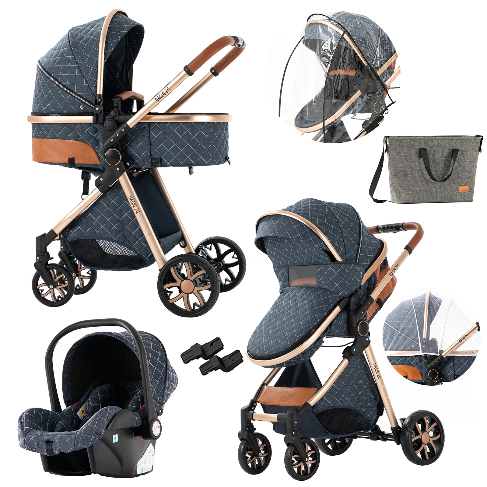 Baby stroller 3 in 1 stroller baby carriage lightweight stroller Mother kids baby carts High landscape stroller travel pram