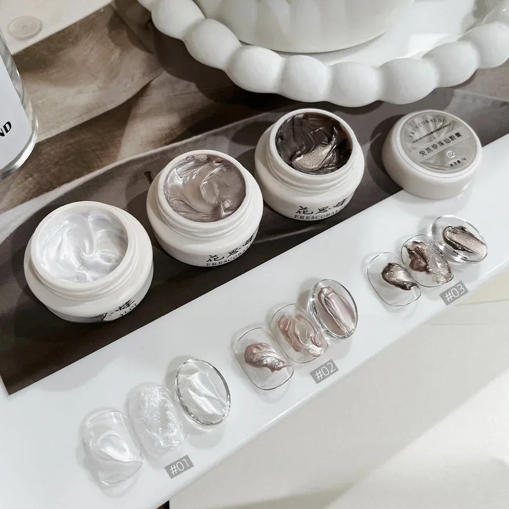 3 kolory 5g Nail Art Pearl Fairy Cream tekstura żel popularność półprzewodnikowy Nail Art Shell polski lakier żelowy DIY