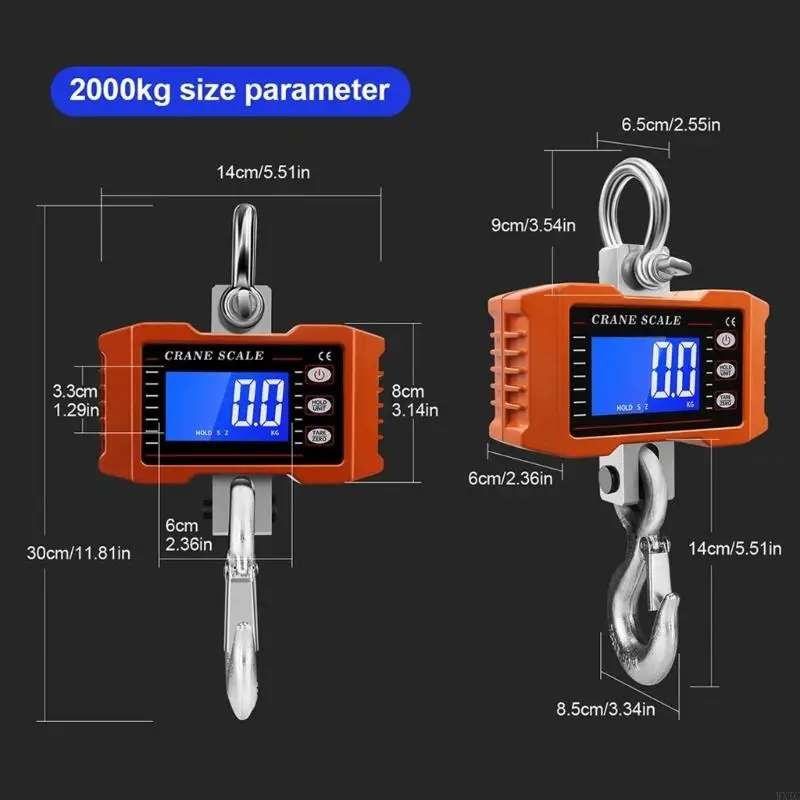 WXTCデジタル産業吊りスケール1000kg容量LCDディスプレイスケール計量ツール
