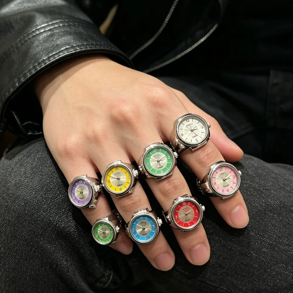 Punk Vintage Quartz Ring Watch Elastic Stretchy Finger Jewelry For Men Women Daily Fashion Accessory