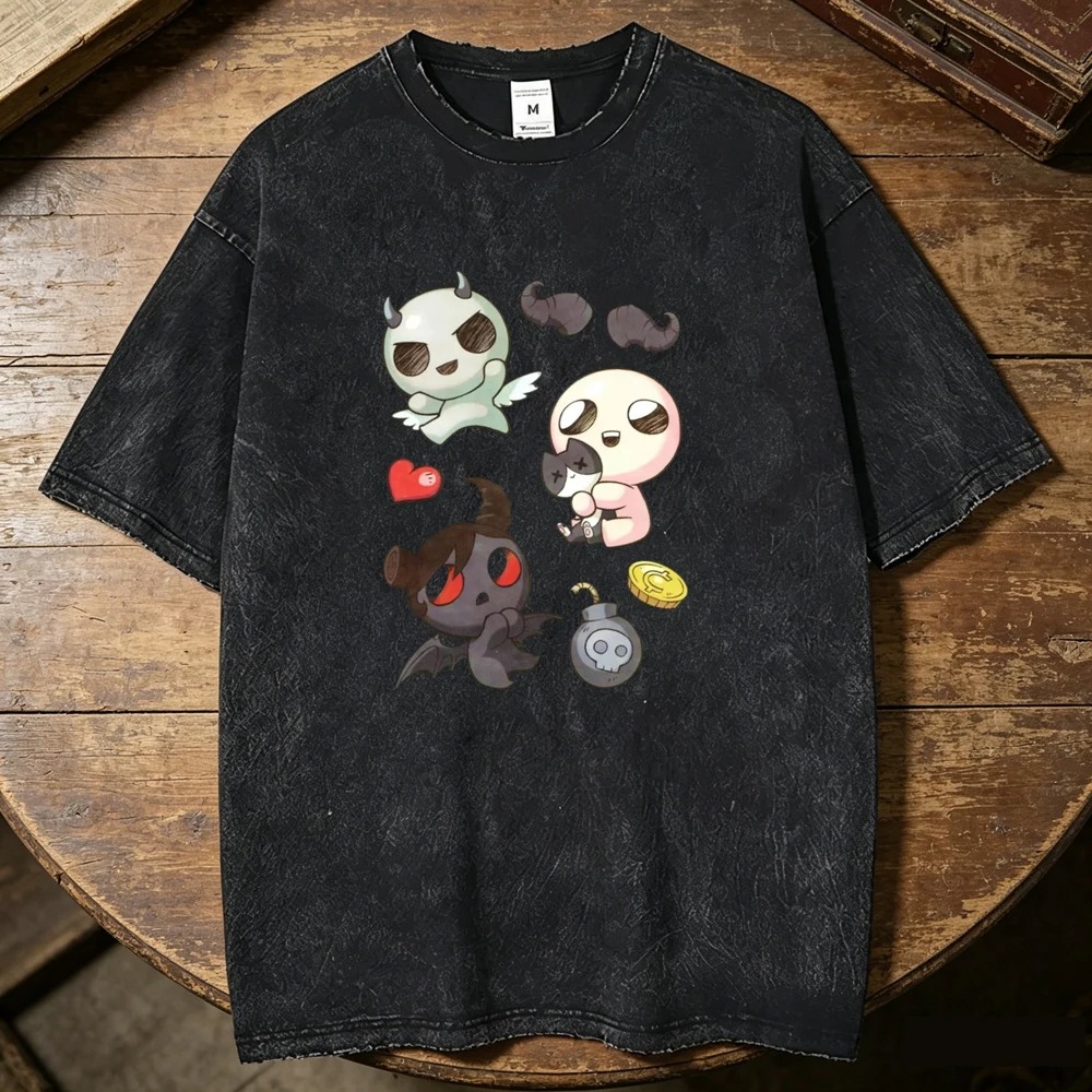 the Binding of Isaac cotton Vintage Washed shirt men Trendy Vintage graphic t-shirt Digital Breathable Vintage Punk harajuku