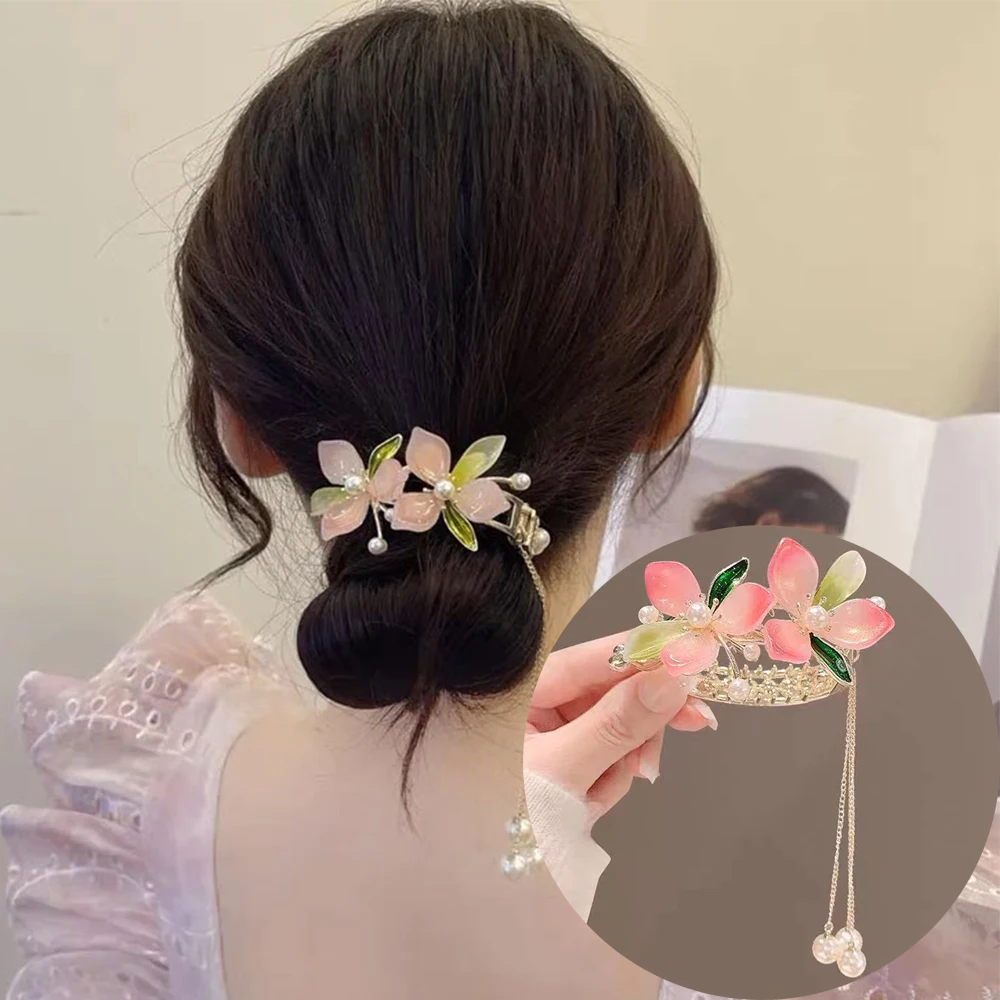 FORWOT Women Elegant Luxury Rhinestone Tassel Ponytail Hair Claws Hair Clips Barrettes Hairpin Headband Fashion Hair Accessories