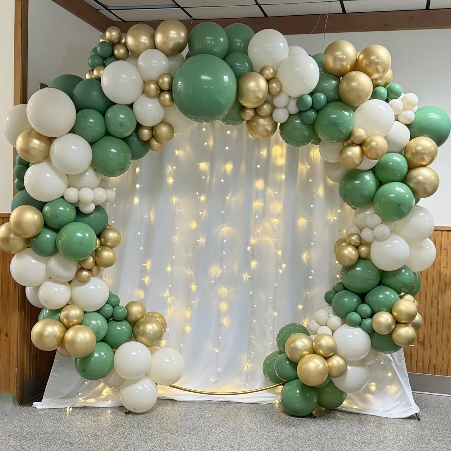 226PCS Sage Green & White Sand Balloon Arch Kit: Green, Beige, Gold Metallic & Confetti Balloons Garland for Birthday, Wedding, view 4