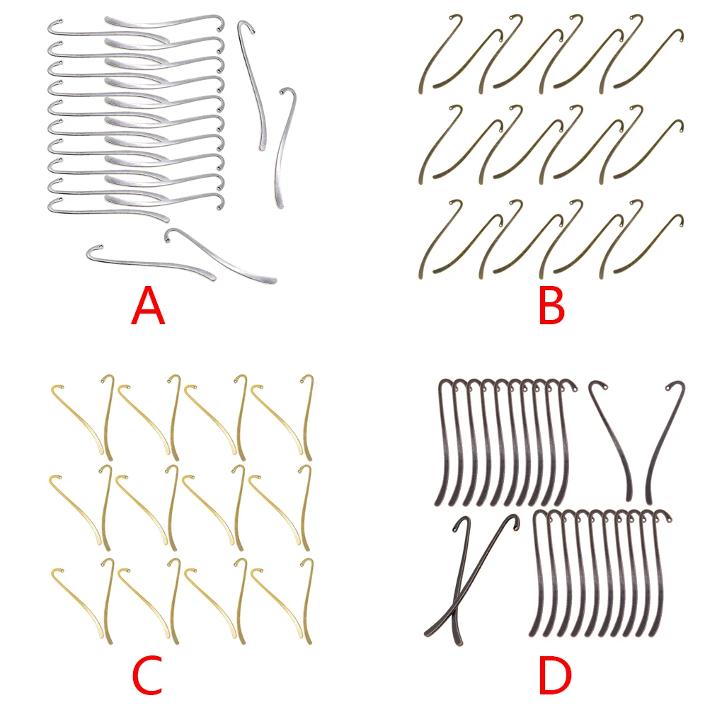 후크 북마크 아연 합금 쥬얼리 만들기 장식, 수집 기념품 비즈, 수제 DIY 공예, 빈티지 북마크, 24 개