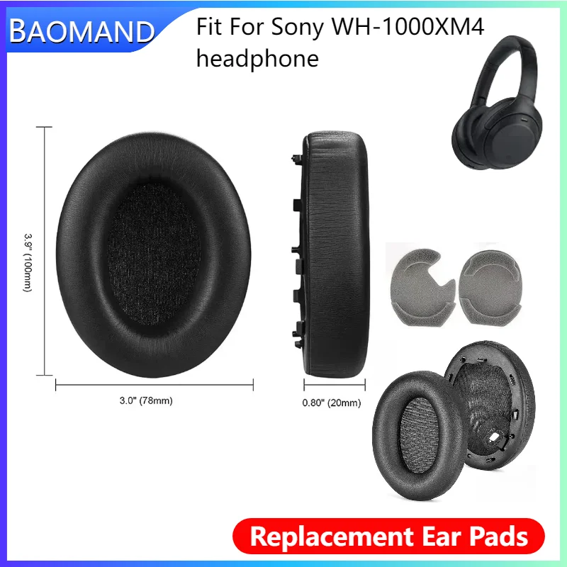 

For Sony WH-1000XM4 Sponge Cover Breathable Leather Mesh Ear Cover Protective Cover Headset Replacement