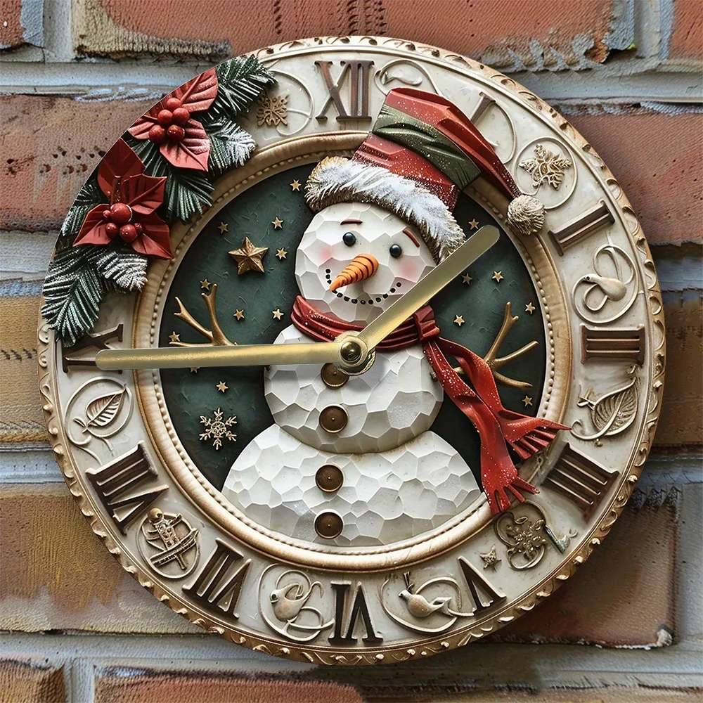 

DIY Wall Clock Kit with Snowman Design - Art Set for Winter Holiday Decor, Includes Clock Movement - Indoor Thanksgiving Snowman