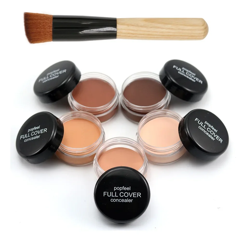 High Qualit Popfeel Matte Contour Concealer+Brush Sets Make Up Freckles Covering for Dark Eye Circles Concealer Cream Cosmetics