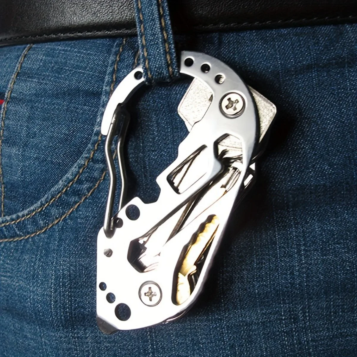 Stainless Steel Multi-Tool Keychain, Screwdriver Bottle Opener Portable Camping Gear