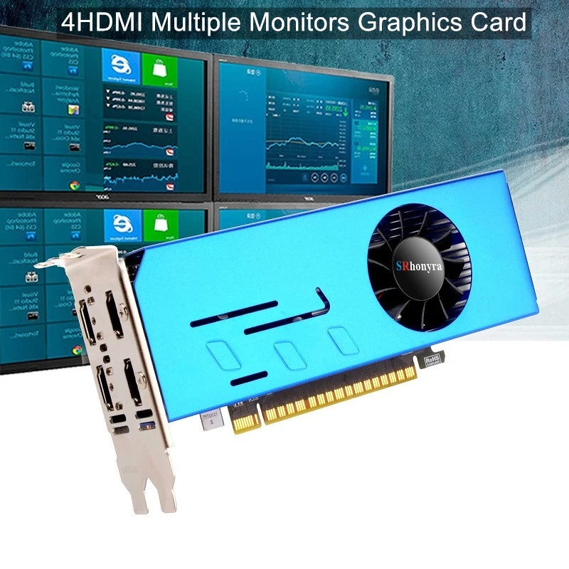 SRhonyra GT730 2GB Multi Monitor Graphics Card GDDR5 PCIe 2.0 x16 Quad HDMI Multi Screen Stock Trading Video Wall Desktop PC