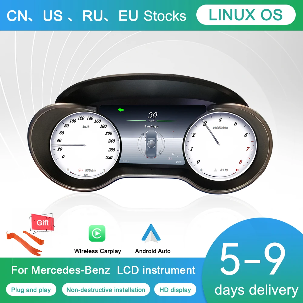 

Digital LCD Virtual Cluster Cockpit Android For Benz R-Class GLE ML/GL GLS G Cass 2006~2019 Dashboard Panel Speed Meters