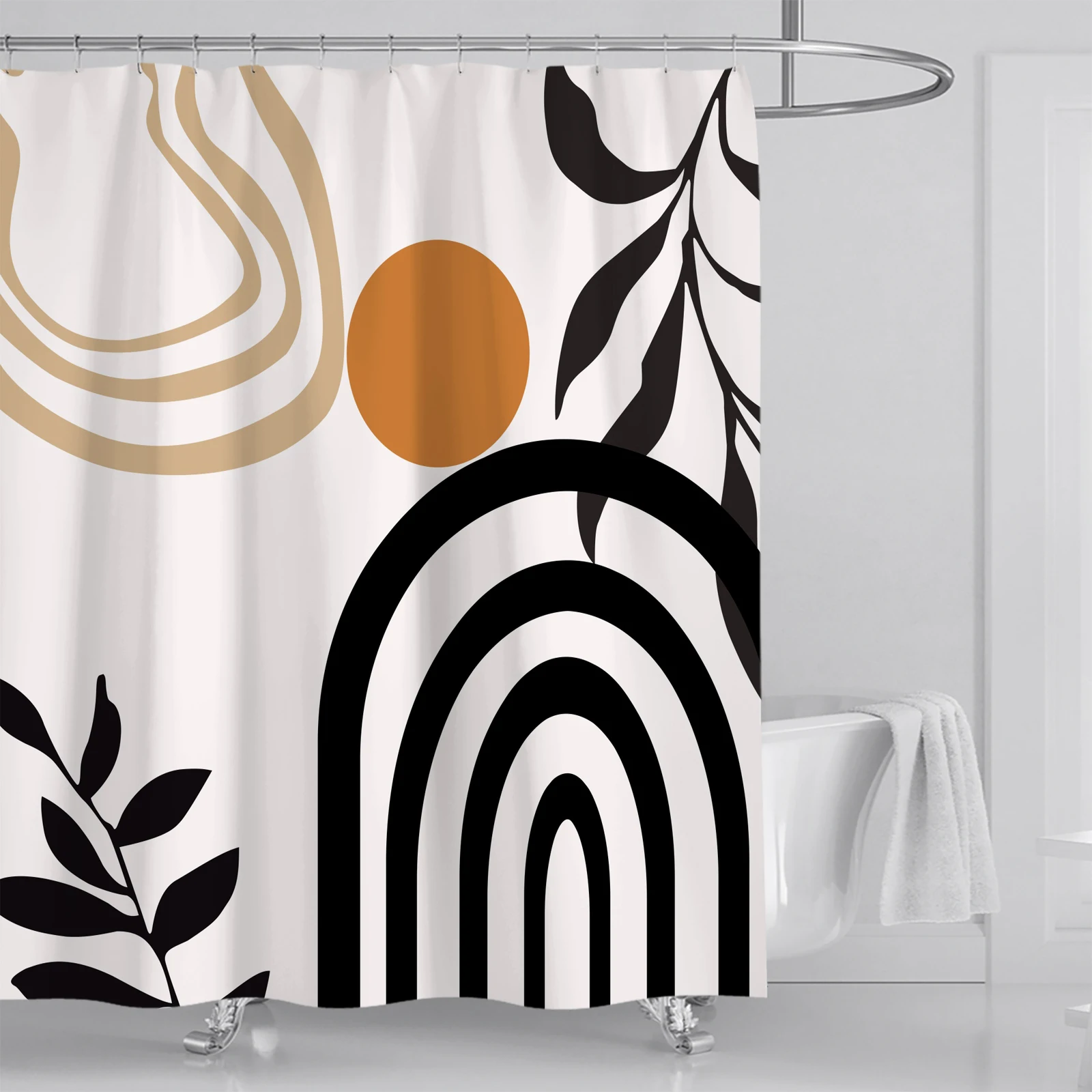 Bathroom Abstract Bohemian Shower Curtain Medieval Minimalist Art Polyester Fabric Shower Curtain 180 * 180CM with 12 Hooks