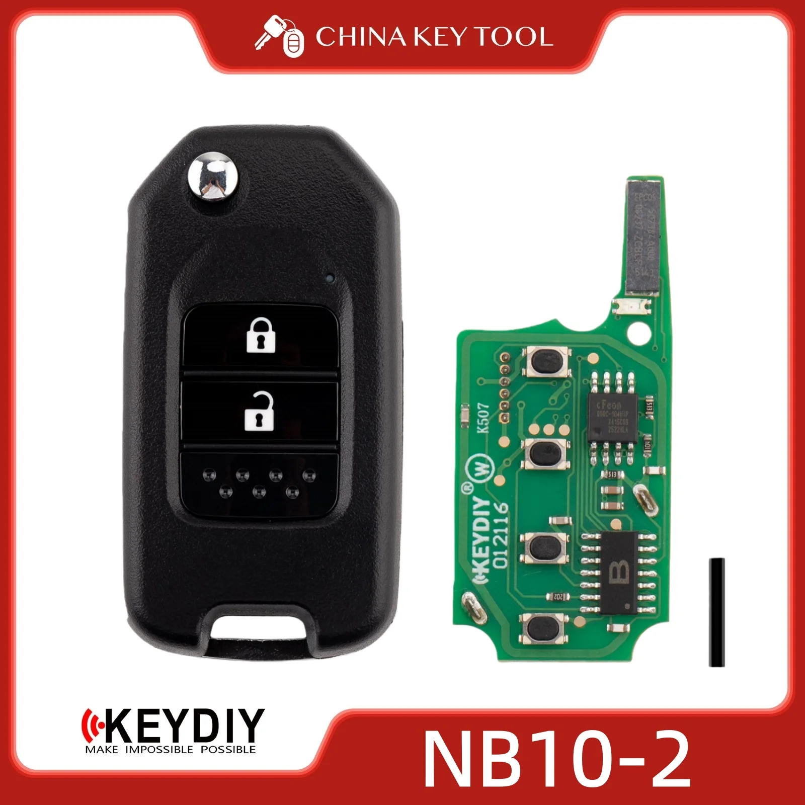 

Универсальный откидной дистанционный ключ серии KEYDIY KD NB10-2 NB, 2 кнопки, совместимые с автомобилями типа Honda