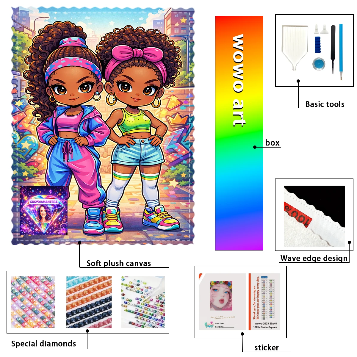 

【Susy Diamond Art】Высококачественный холст с алмазной мозаикой из смолы AB, сказочного блеска и металлическими стразами для лучшей подруги