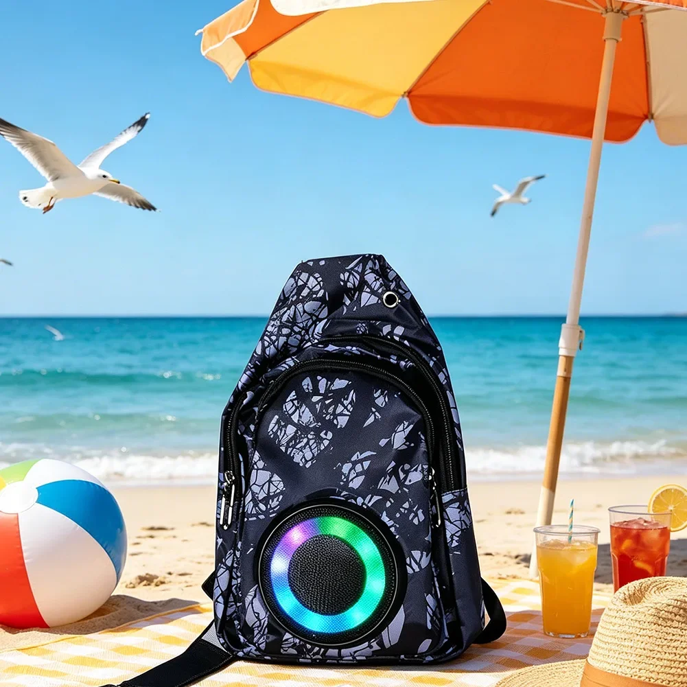 Colorful Light Effects BT V Speaker Backpack Waterproof & Large Capacity Hip Shoulder Backpack For Travel Speaker Accessories