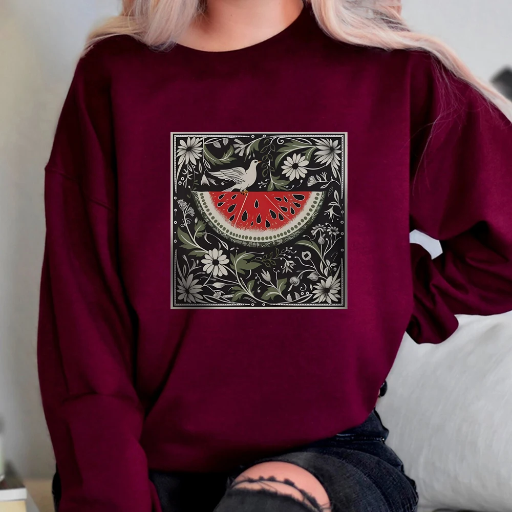 Vintage Watermelon Sweatshirt Aesthetic Boho Shirt Watermelon Graphic Sweater Human Rights Tee Unisex Long Sleeves Sweatshirts