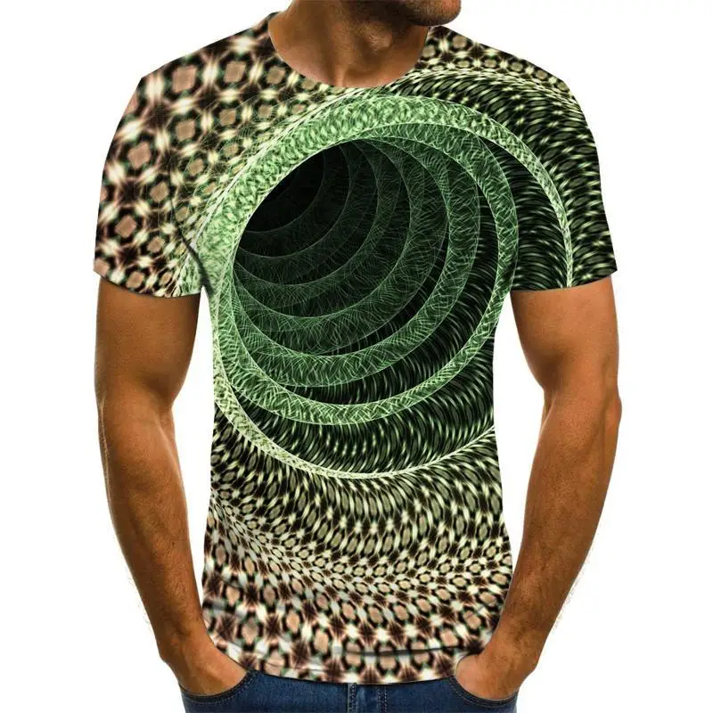 Three-dimensional Graphic T-shirt Casual Lattice Tops 3D Men's T-shirt Summer T-shirt Men's O-neck Shirt Plus Size Streetwear