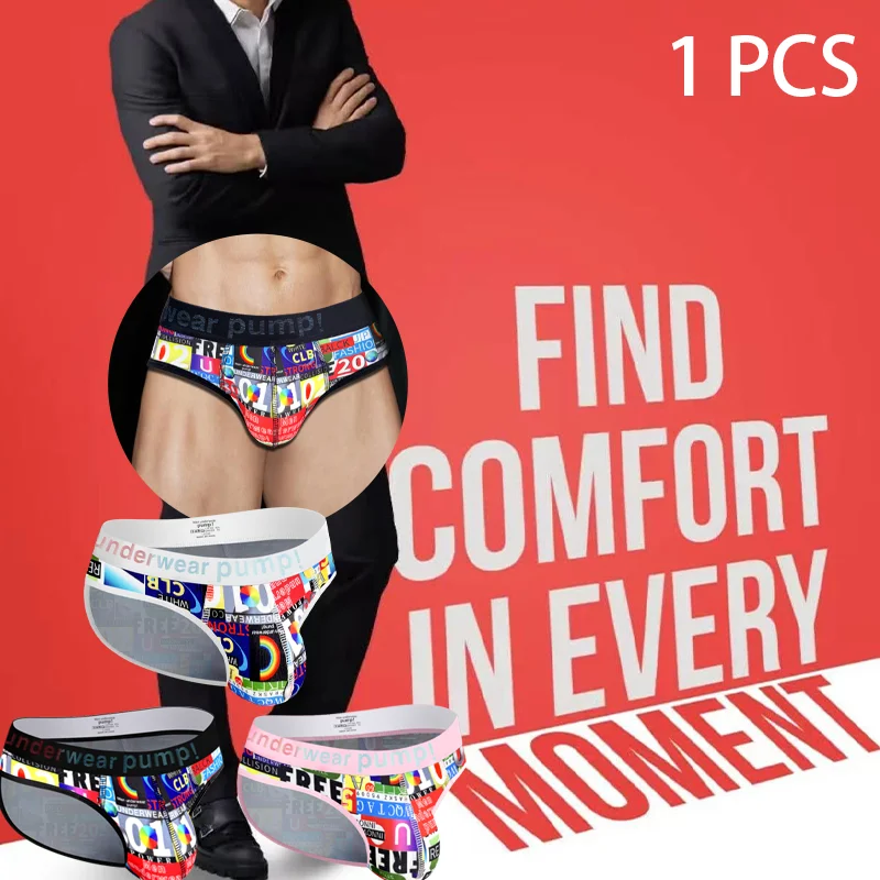 

Men's Briefs Sexy Gay Underwear Sissy Lingerie Mesh Breathable Hombre MaleThong Srting Comfortable Panties Fashion Print Briefs