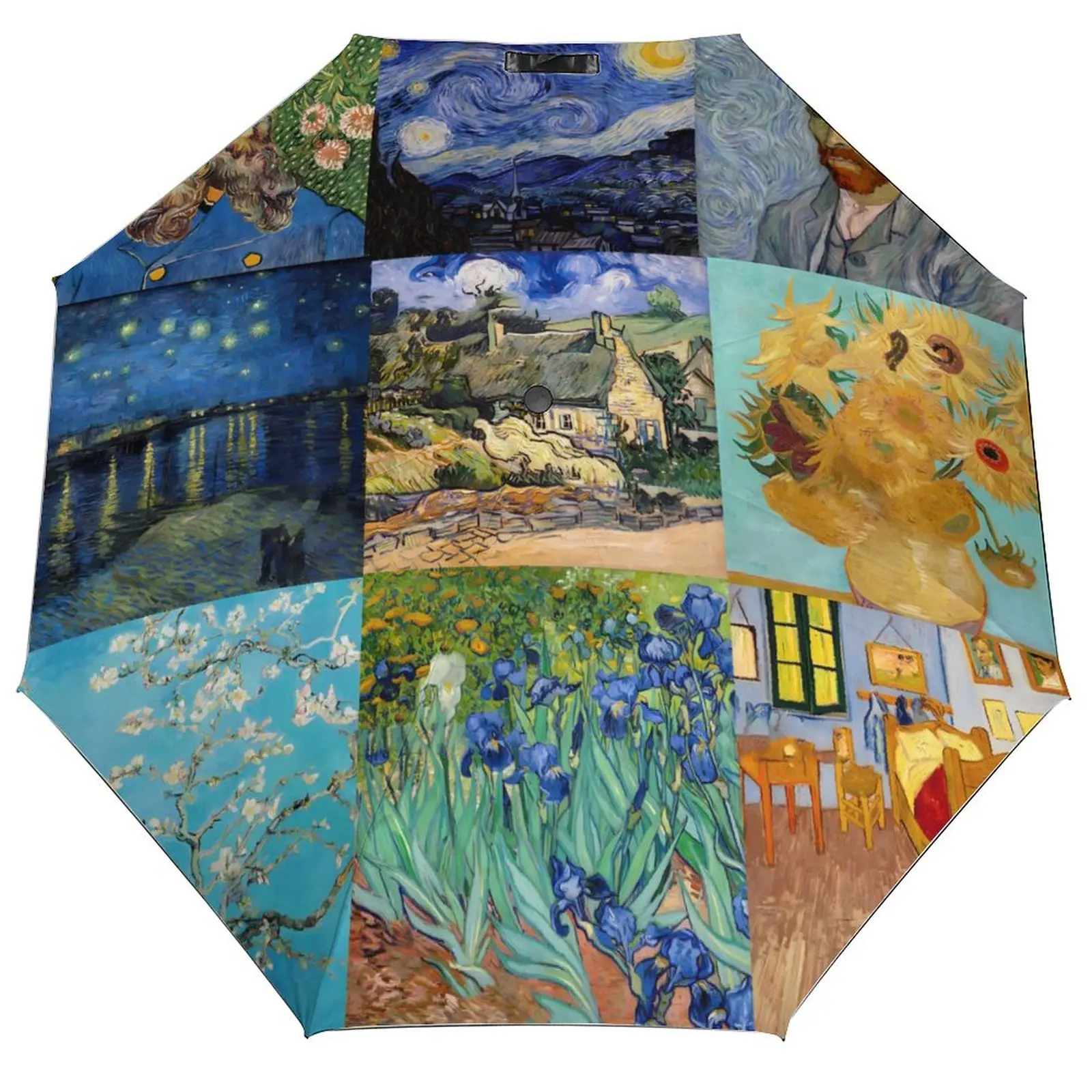 

Винсент Ван Гог, трехкратный автомобильный зонт, шедевр, лоскутный модный портативный зонт, дорожный зонт от солнца, устойчивый к ультрафиолетовому излучению зонт