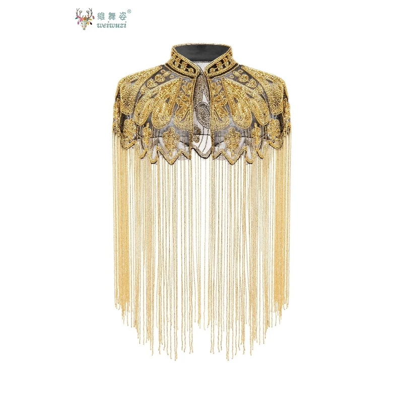 خمر نمط موضوع الراقية قاعة الرقص فساتين السهرة اكسسوارات شرابة شال اليدوية حبة التطريز شرابة فستان شال #4