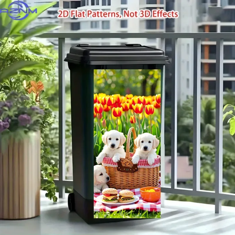 2D 1PC Flat Printing: A Trash Can Sticker Featuring a 