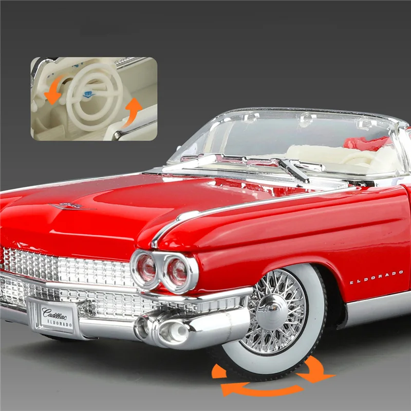 1/24 Pink Eldorado Biarritz Serie 62, Legierungsautomodell, Druckguss, Metall, klassische Sportfahrzeuge, Automodell, Ton, Licht, Kinderspielzeug, Geschenk