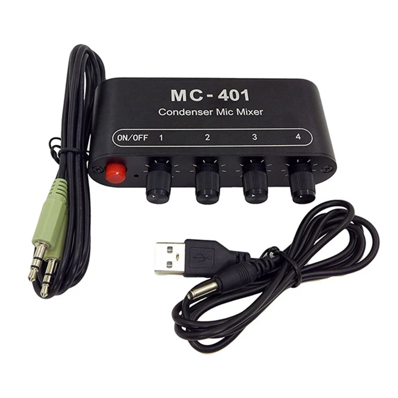 

New Mini Audio Mixer Condenser Microphone Mixer Four-In-One Microphone Amplifier for Computer Mobile Phone Sound Card