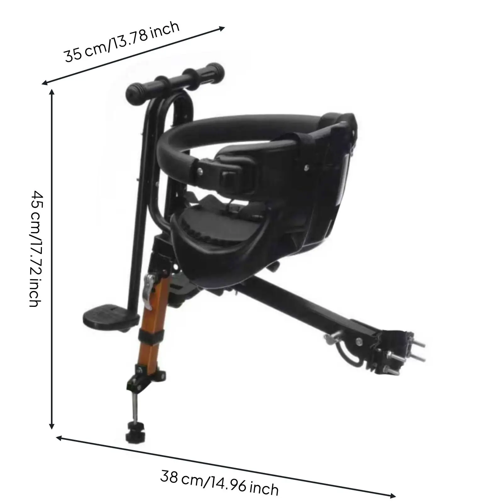 Children Bicycle Front Seat Stable Metal Frame with Guard Rail for Short Family Bike Trips