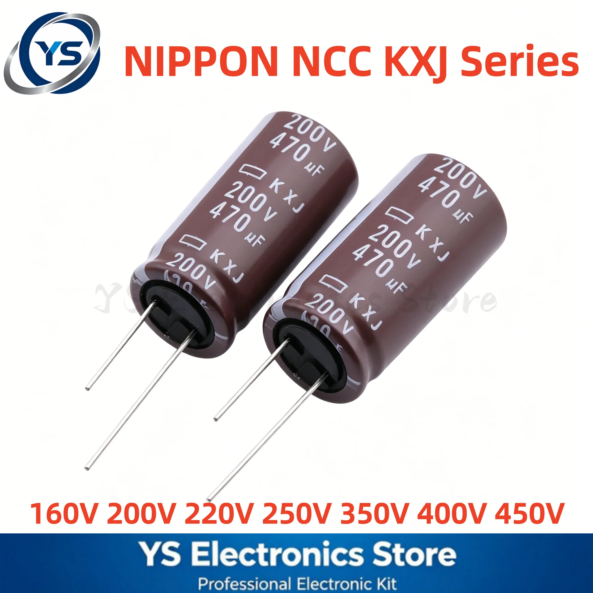 NIPPON NCC KXJ Series Low ESR 160V 200V 220V 250V 350V 400V 450V 1uF~560uF 100uF 470uF Aluminum Electrolytic Capacitor Original
