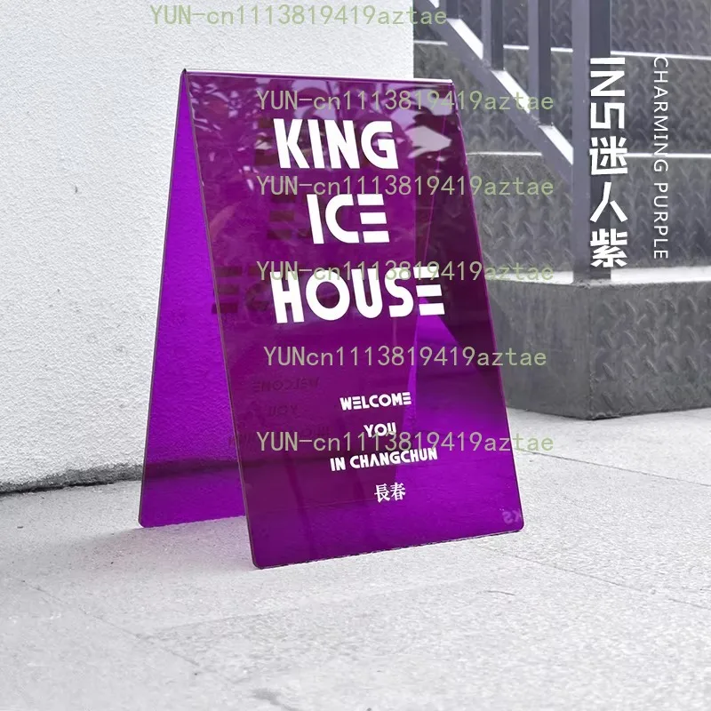 Outdoor Acrylic Floor Sign, Custom Triangle Vertical Billboard for Coffee Shop