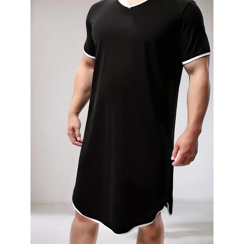 

Soft Long V Neck Robe Women's plus Size Dressy Gown Citywalk Fashionable Sleepwear Comfortable Lengthy Nightgown